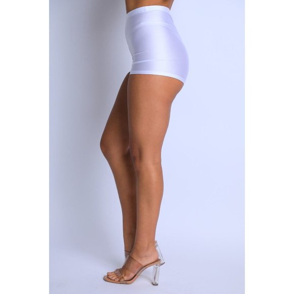 Women High Waist Shiny Tricot Stretchy Skinny Rave Dance Yoga Biker Shorts S M L - Picture 6 of 9